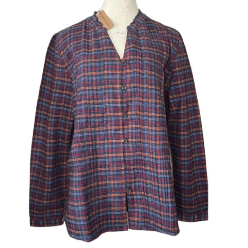 Carbon to Cobalt long sleeve button down blue and orange plaid size XL NWT
